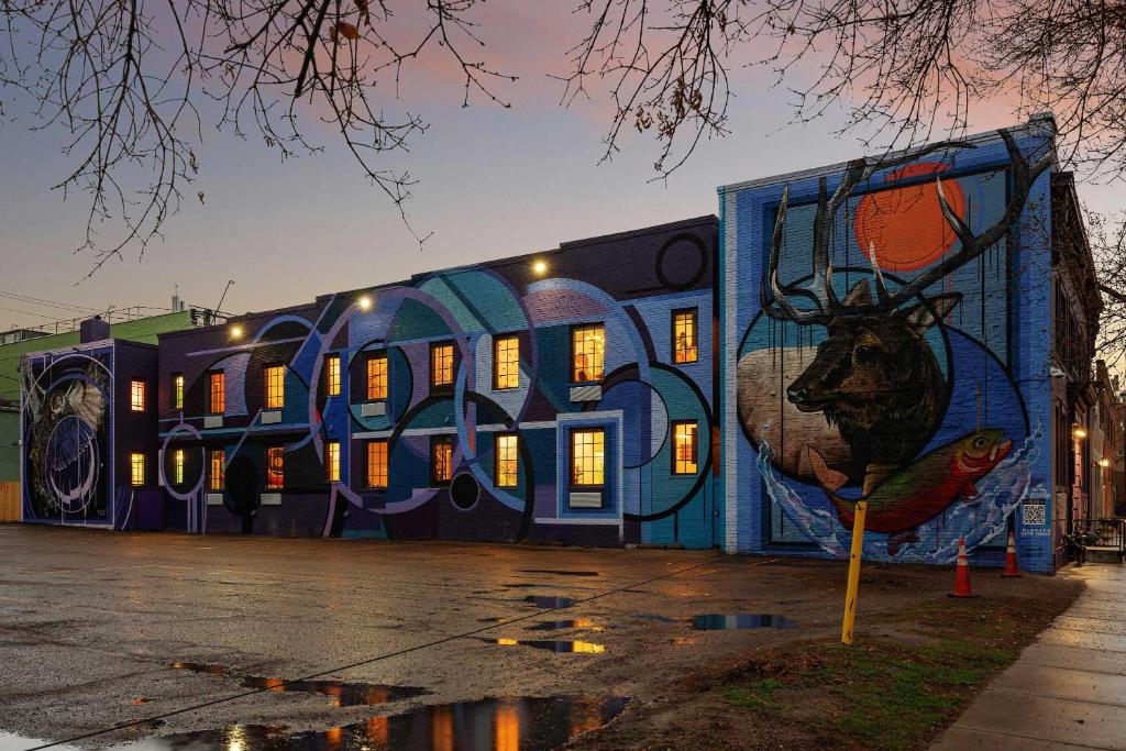 Painted hotel facade