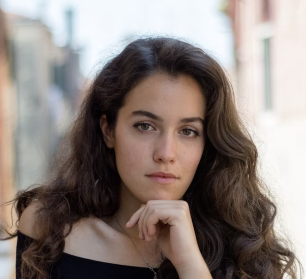Woman with long curls